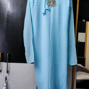 Sky Blue Ethnic Kurti With Neck Detailing