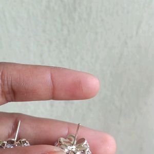 White Diamond Finish Earrings