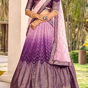 Purple Sequins Lahanga