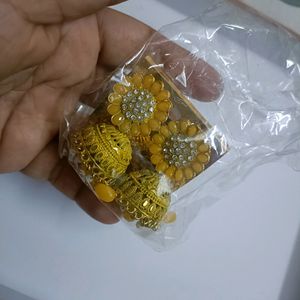 New Beautiful Yellow Party Wear Jhumkas