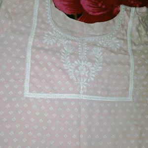 Light Pink Kurti Printed Flower