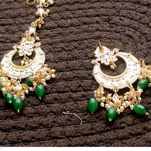 Green Earrings And Teeka Set