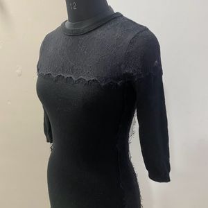 Black Wool Dress With Lace