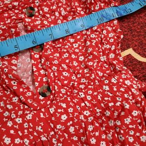 H&M Pretty Red Flower Print Jumpsuit For Girls