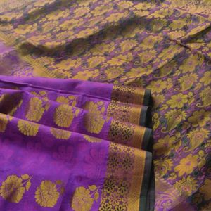 Violet And Green Silk Saree