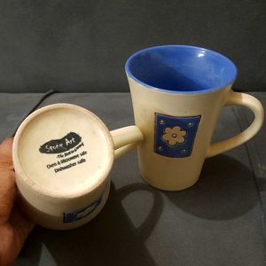 Ceramic Coffee Mug Set Of 2 Cute Blue Purple Korea