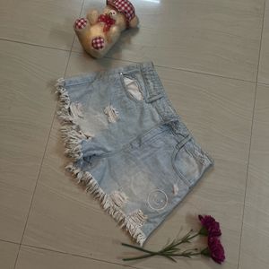 Denim Smiley Short