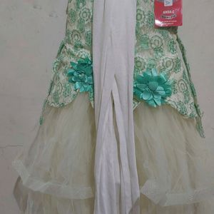 Frock Suit With Pajami NET Offwhite