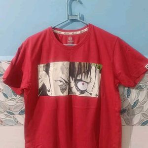 Anime Printed Red Tshirt