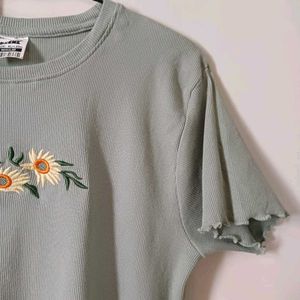 Sea Green Flower Top