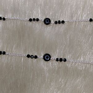 Silver Moti Anklets