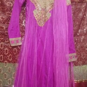 Beautiful Magenta Colour Long Gown With  Duppta