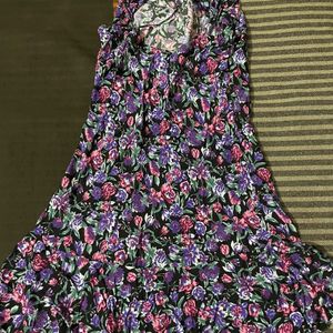 floral dress back cross strip design