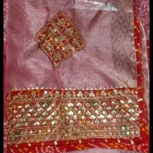 New Cotton Silk Zari Border Saree With Blouse Piec