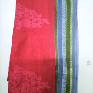 Pure Cotton Red Printed Dupatta