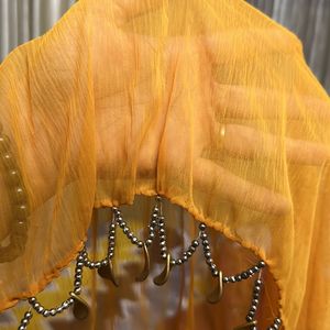 Mustard Dupatta With Beautiful Tassel Lace