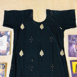 Black Embroidered Kurta ( Women )