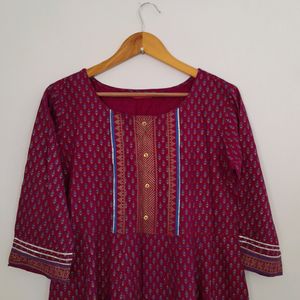 Dark Purple Printed Kurta (Women's)