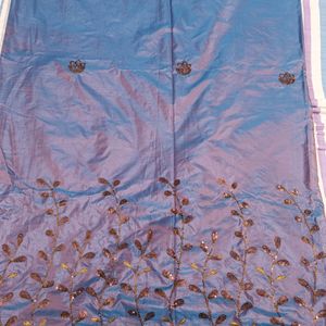 Semi Silk Saree With Sequence Work