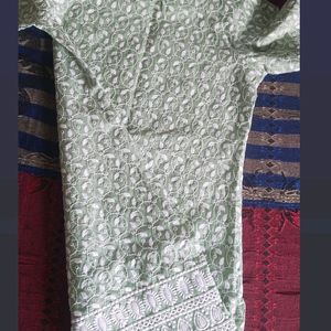 Light pista (Chickenkari) Cotton Kurti ..