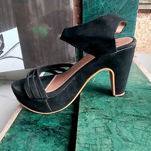 Black Strip Heel Sandal