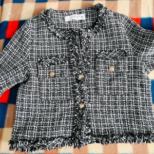 Women Check Cute Crop Jacket