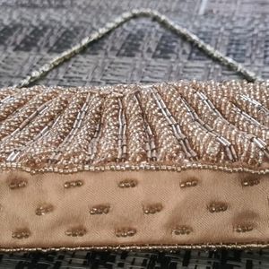 Peach Beaded Clutch