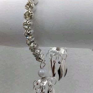 Latkan stone with bracelet silver colour