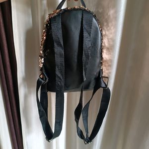 Sequin rose gold small backpack