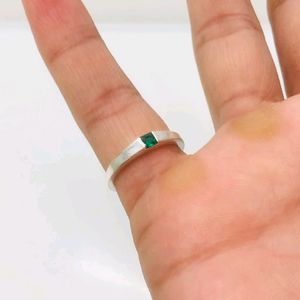 Green Diamond Ring Pure Silver