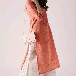 Embroidered Sharbati (Pastel Orange) Kurta