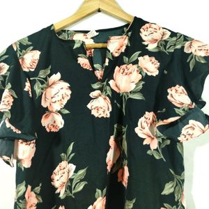 Black Floral Printed Top (Women)