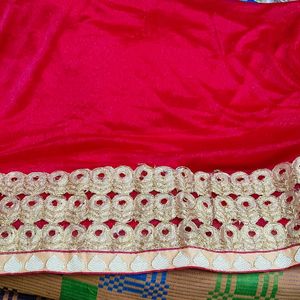 Red Party Wear Saree With Blouse