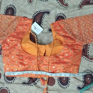 Golden Orange Embroidery Blouse