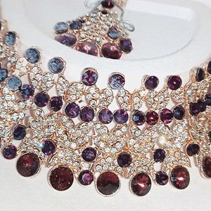 🎀💜Pretty Dark Purple Bridal Jewellery Set🌈🎀