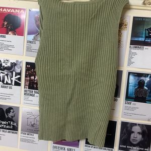 Olive Green Crowl Neck Tank Top