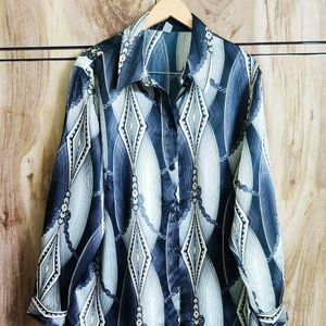 Grey Printed Shirt Size-48