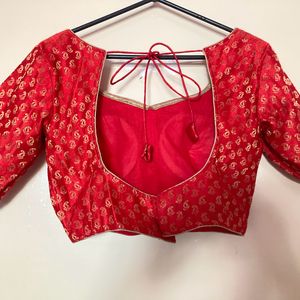 Red Banarasi Padded Blouse