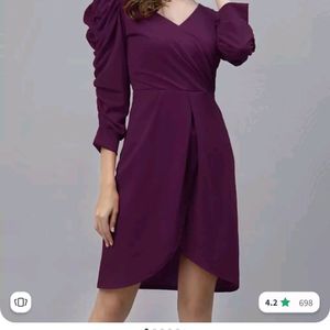 Purple Layered Scuba Dress, Wrap Dress, Party Wear