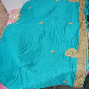 Blue Coloured Partywear Heavy Saree