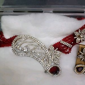 White Stone And Red Crystal  Set