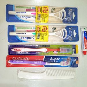 Combo Toothbrush Toothpaste Tonguecleaner Comb