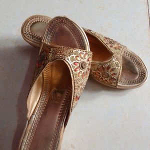 Golden Heels With Diamond Work