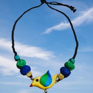 Brand New Clay Bird Necklace With Earring