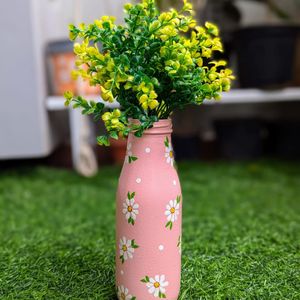 Handpainted Pink Glass Bottle