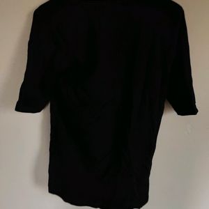 Black 3/4th Sleeves Tshirt For Women -S