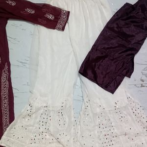 Chikankari Kurta Set 4pc New Stone Work Suit