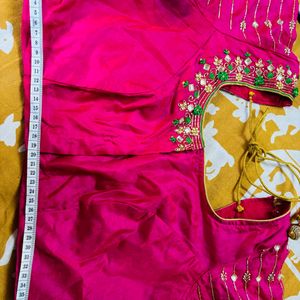 Combo  Maggam Full Work Blouses(Red And Pink)