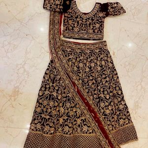 Maroon Color Bridal Lehenga With Heavy Stone Work