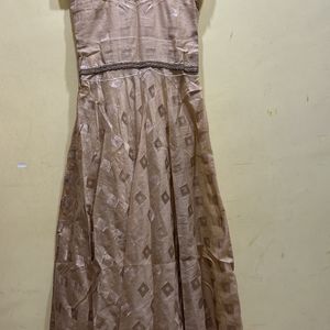 Gold Colour Anarkali Long Kurta Set Size M